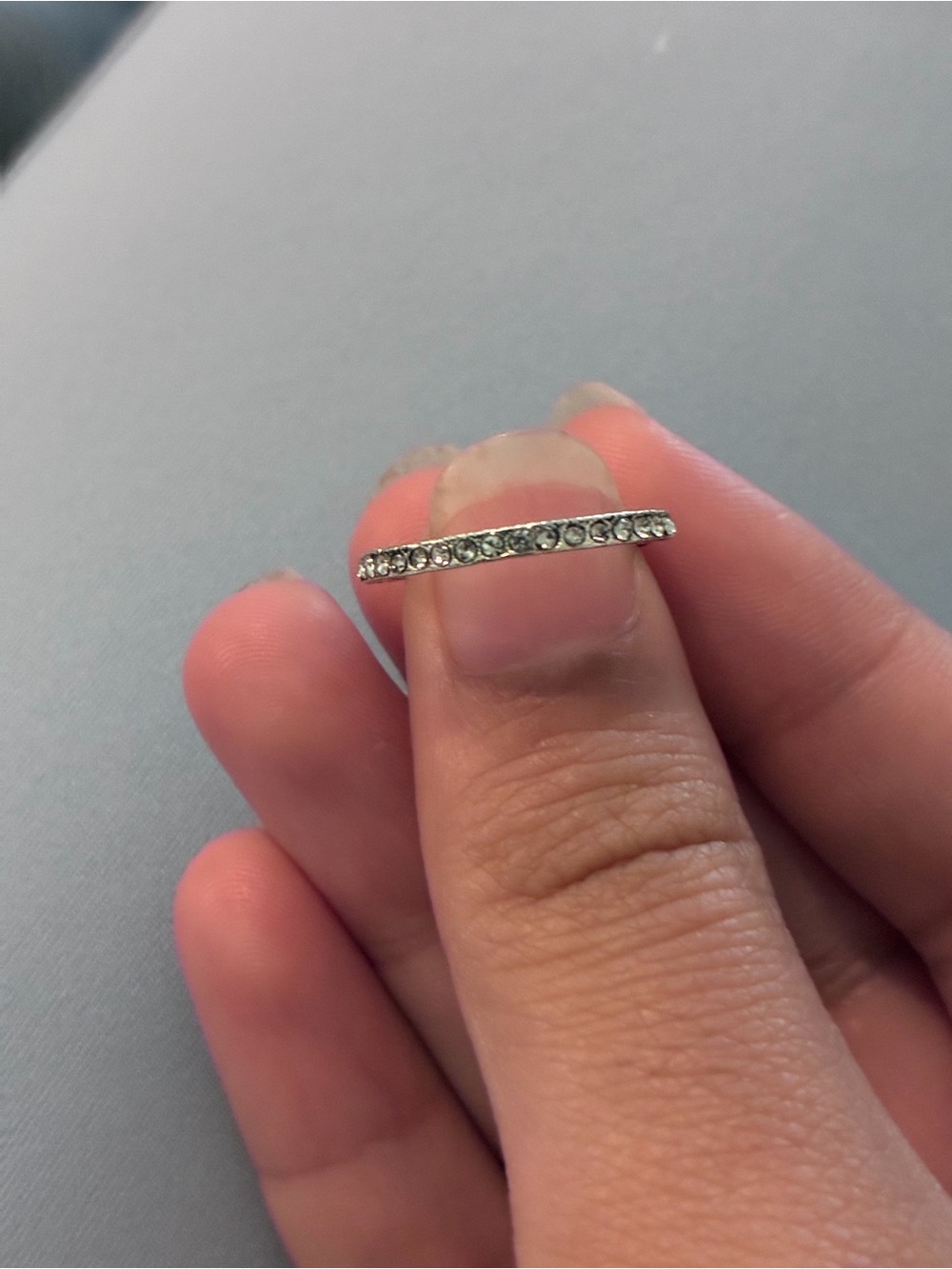 Elegant Silver-Toned Eternity Style Band Ring
